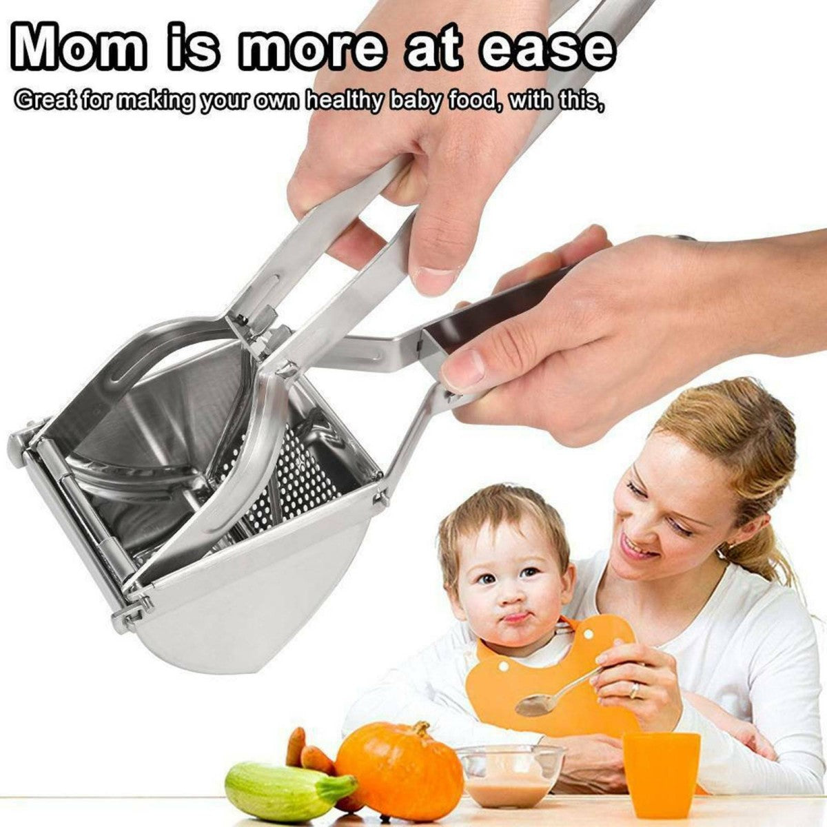 Heavy Duty Steel Potato Ricer Puree Masher Juicer Vegetable Fruit Press Maker UK