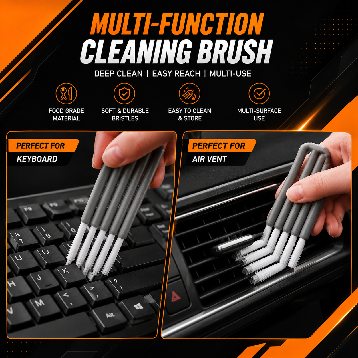 Flexible Soft Keyboard Brush Ergonomic Design Cleaning Tool