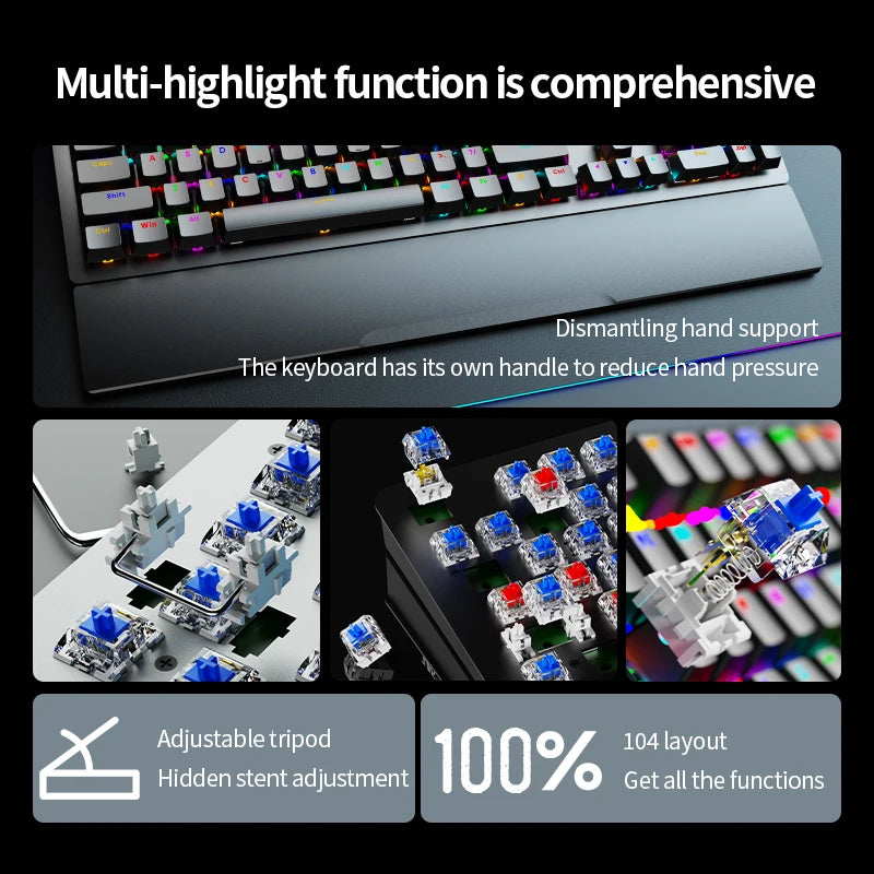 SOREX AK104 Full-Key Mechanical Keyboard Backlit, 104 Keys, for Computer & Office