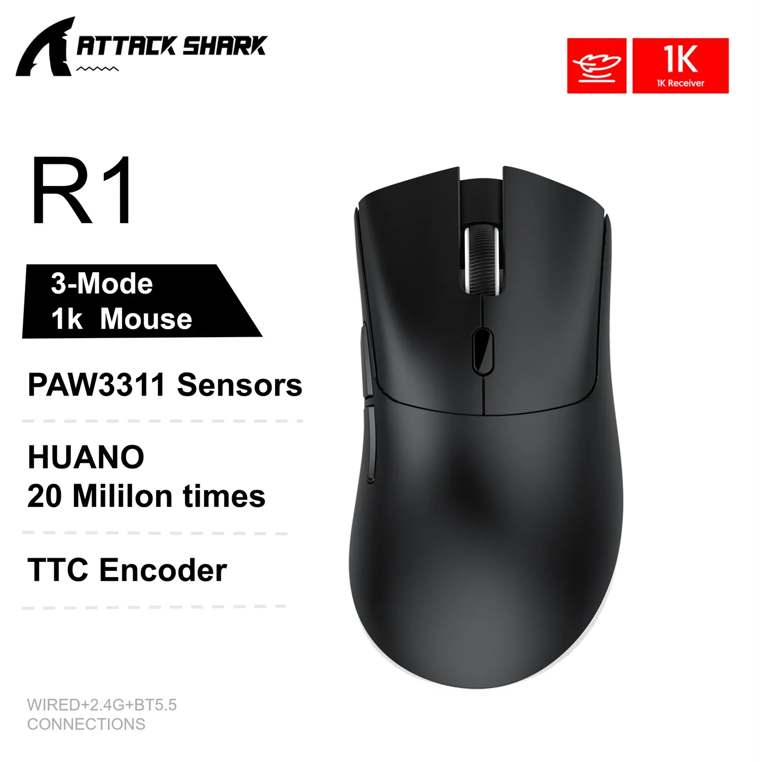 Attack Shark X11 Wireless Gaming Mouse – Tri-Mode, PAW3311 Sensor, 22K DPI, RGB
