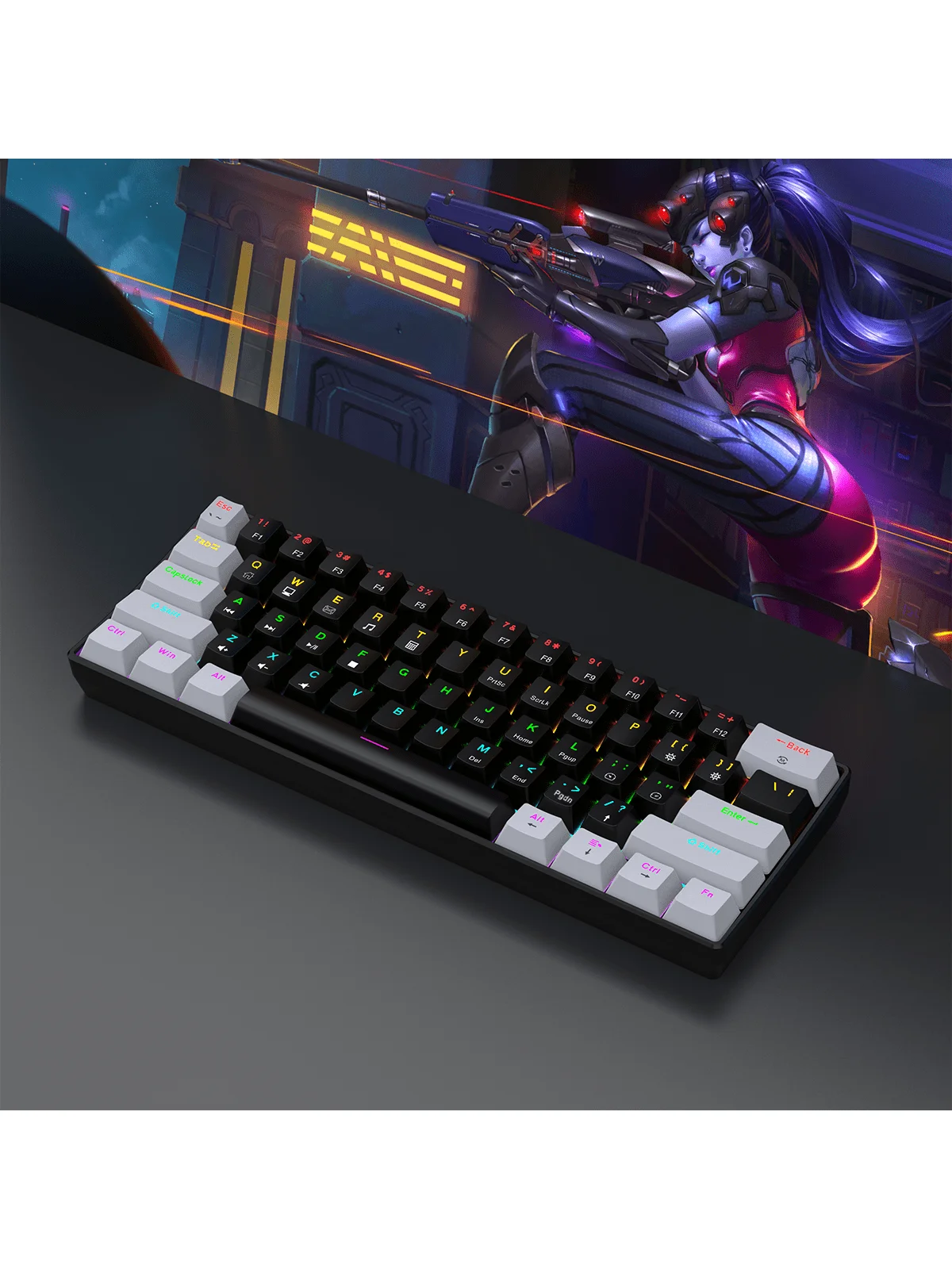 60% Wired Gaming Keyboard RGB Backlit, Compact Design for PC/Mac Gamers & Typists