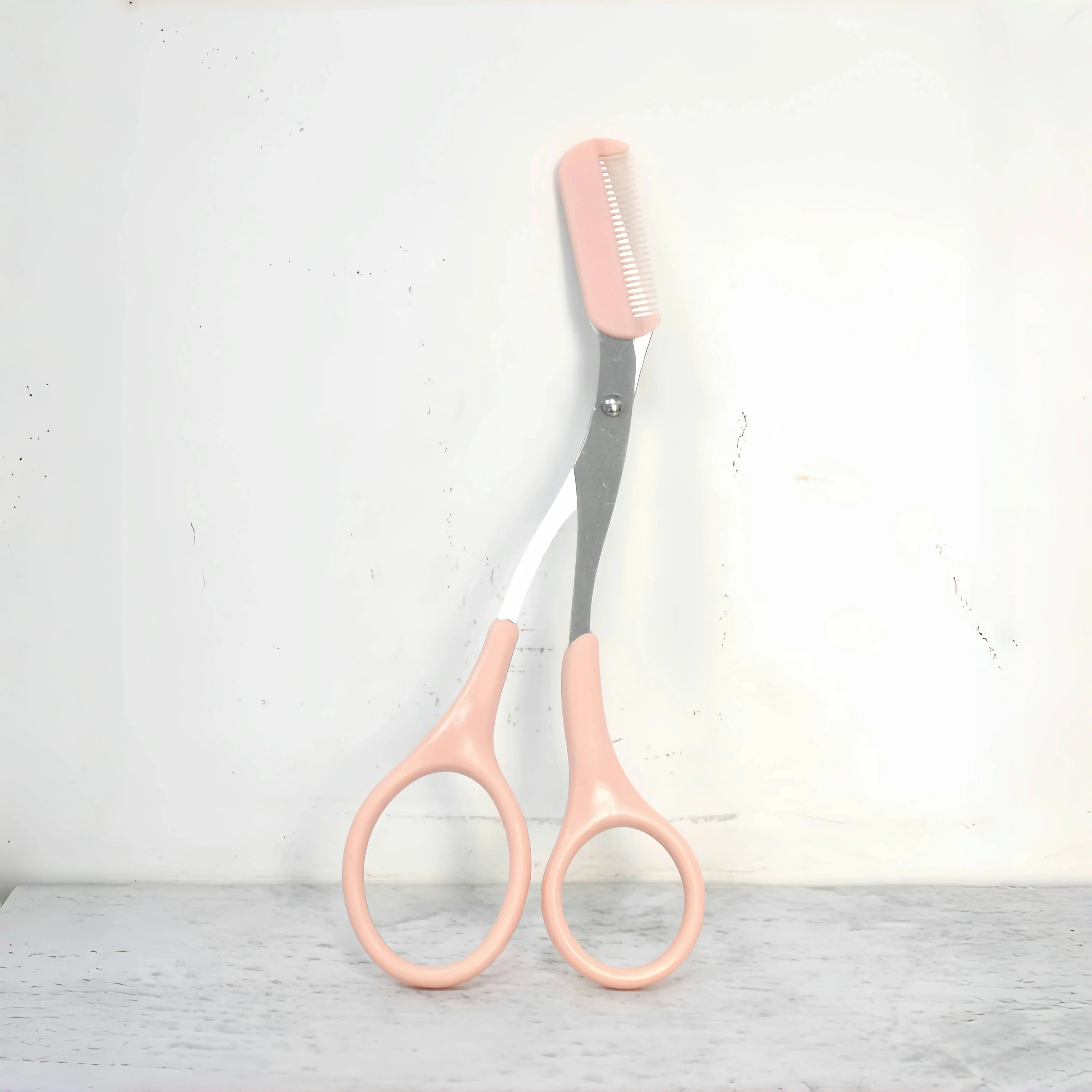 Pink Eyebrow Trimming Scissors Comb