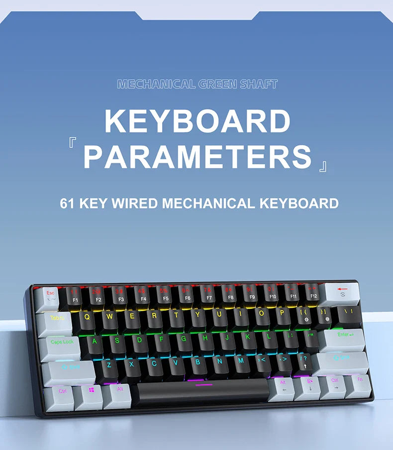 APAYADO K61 60% Mini Gaming Keyboard RGB Wired 61-Key