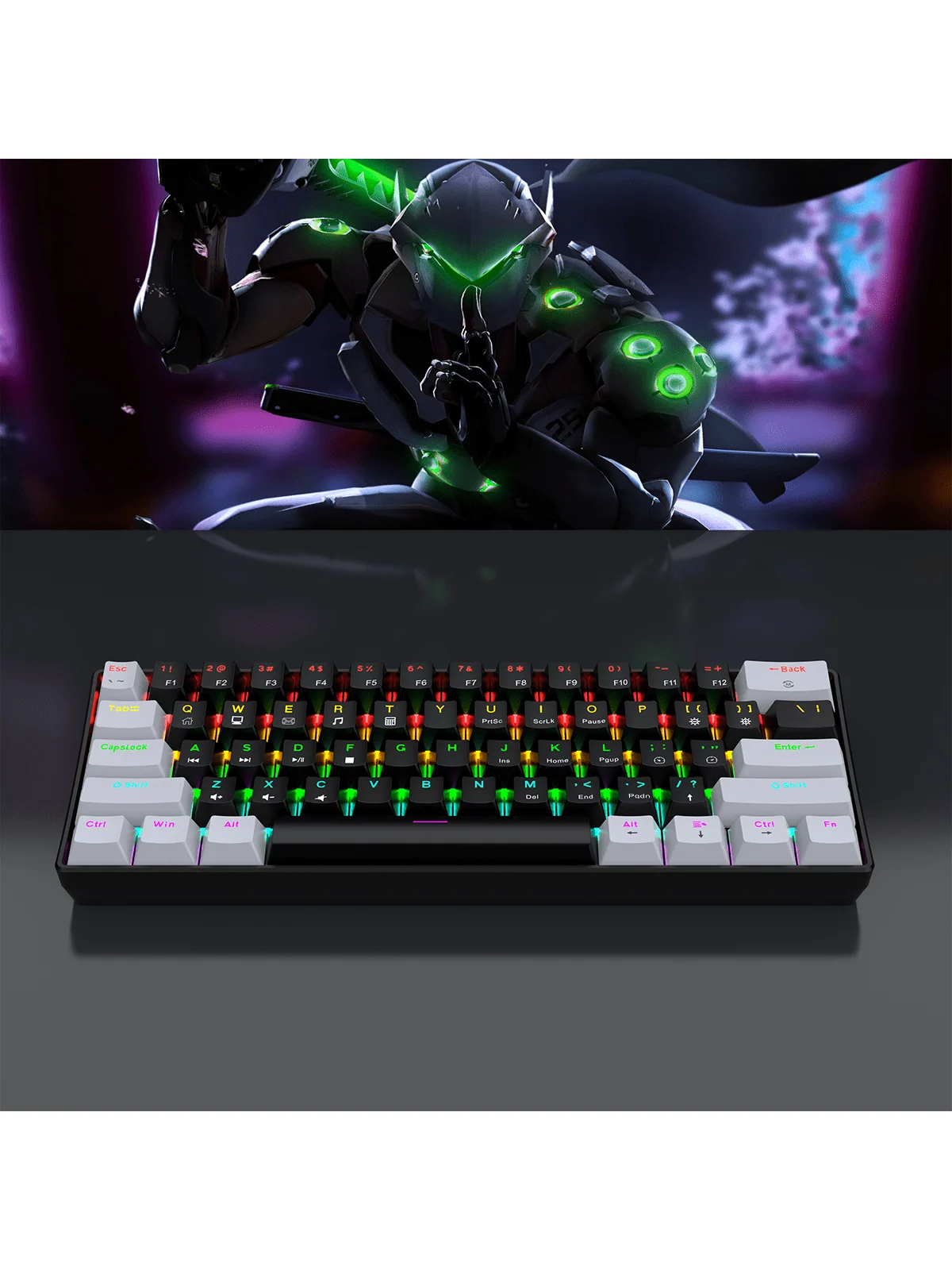 60% Wired Gaming Keyboard RGB Backlit, Compact Design for PC/Mac Gamers & Typists