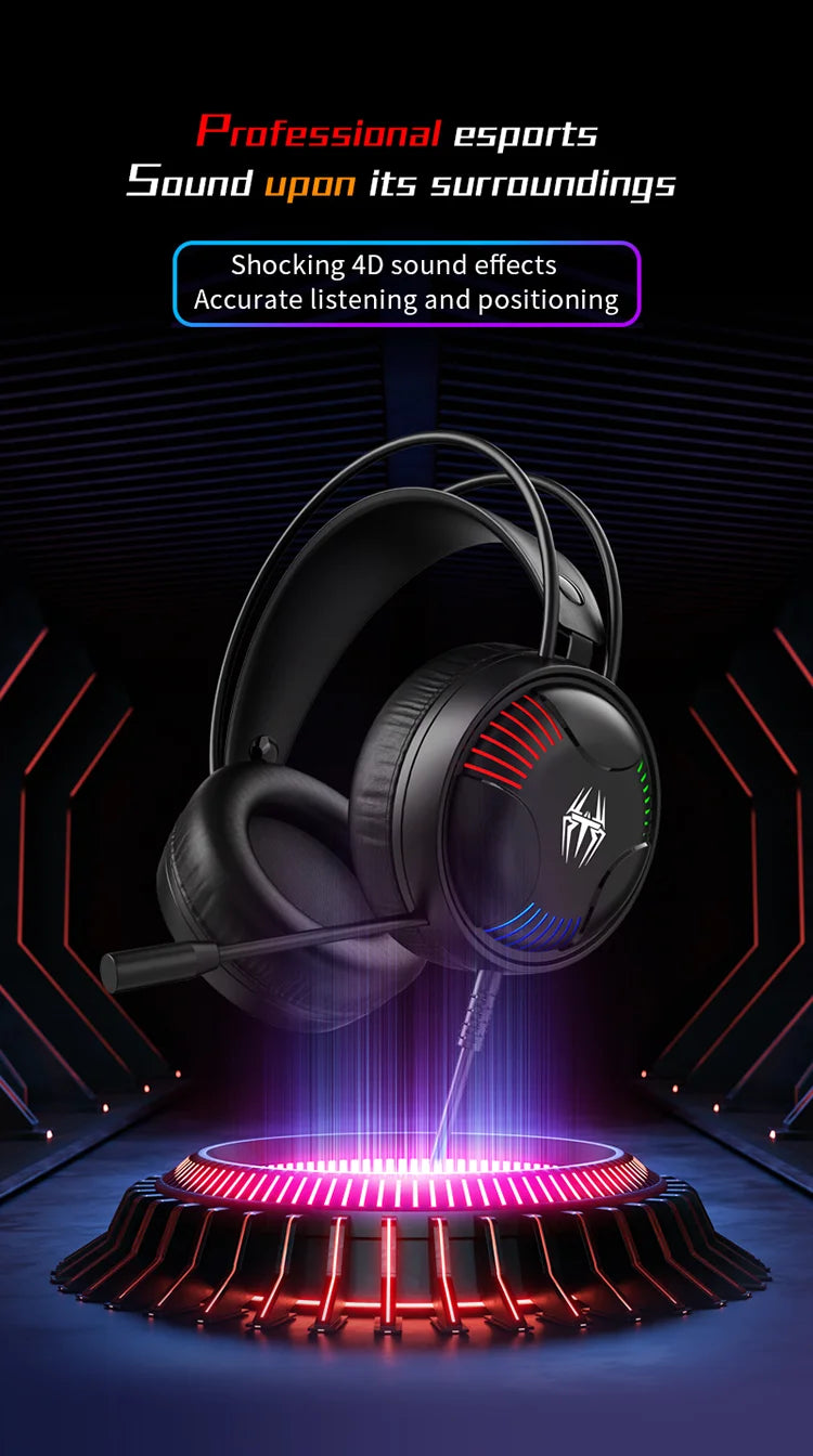 LDON L523 Professional Wired Gaming Headset with Microphone LED and USB plug Suitable for Multiple Devices Laptop Desktop