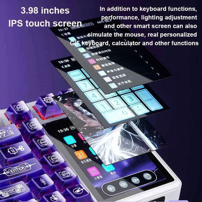 AULA L99 Intelligent Screen Mechanical Keyboard Bluetooth Wireless Tri-mode Night Gaming Laptop Keyboard 8000mAh Raindrop Switch
