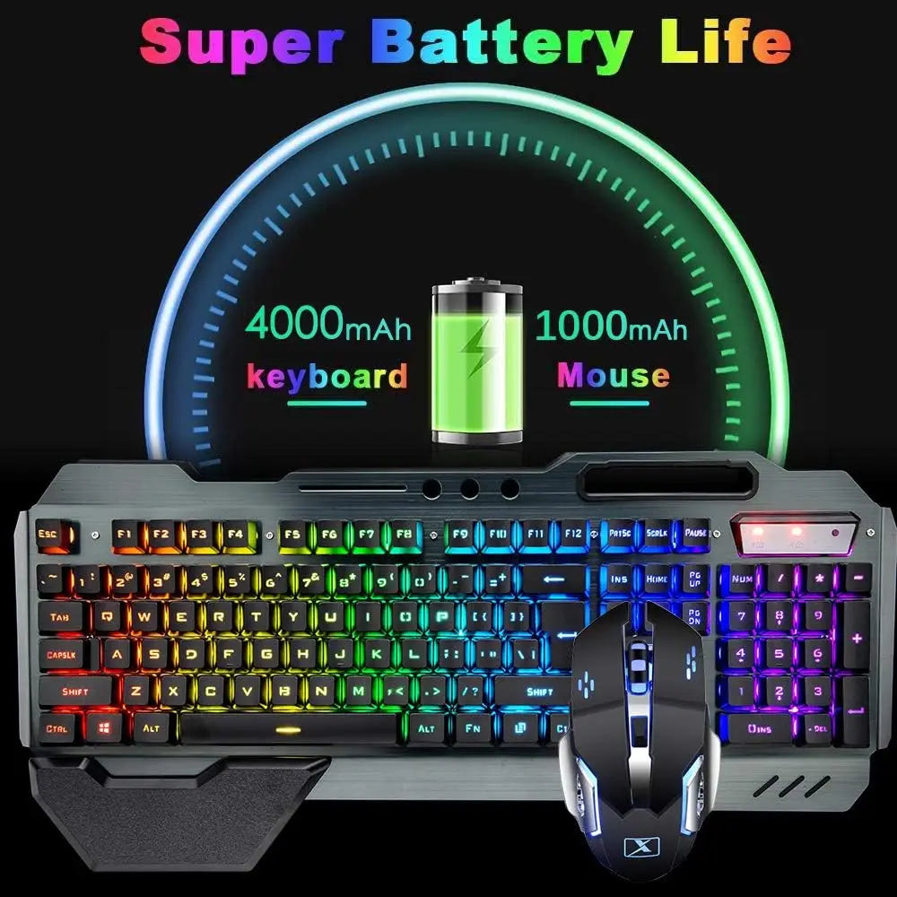 K680 Wireless Rainbow LED Backlit Gaming Keyboard and Mouse Combo