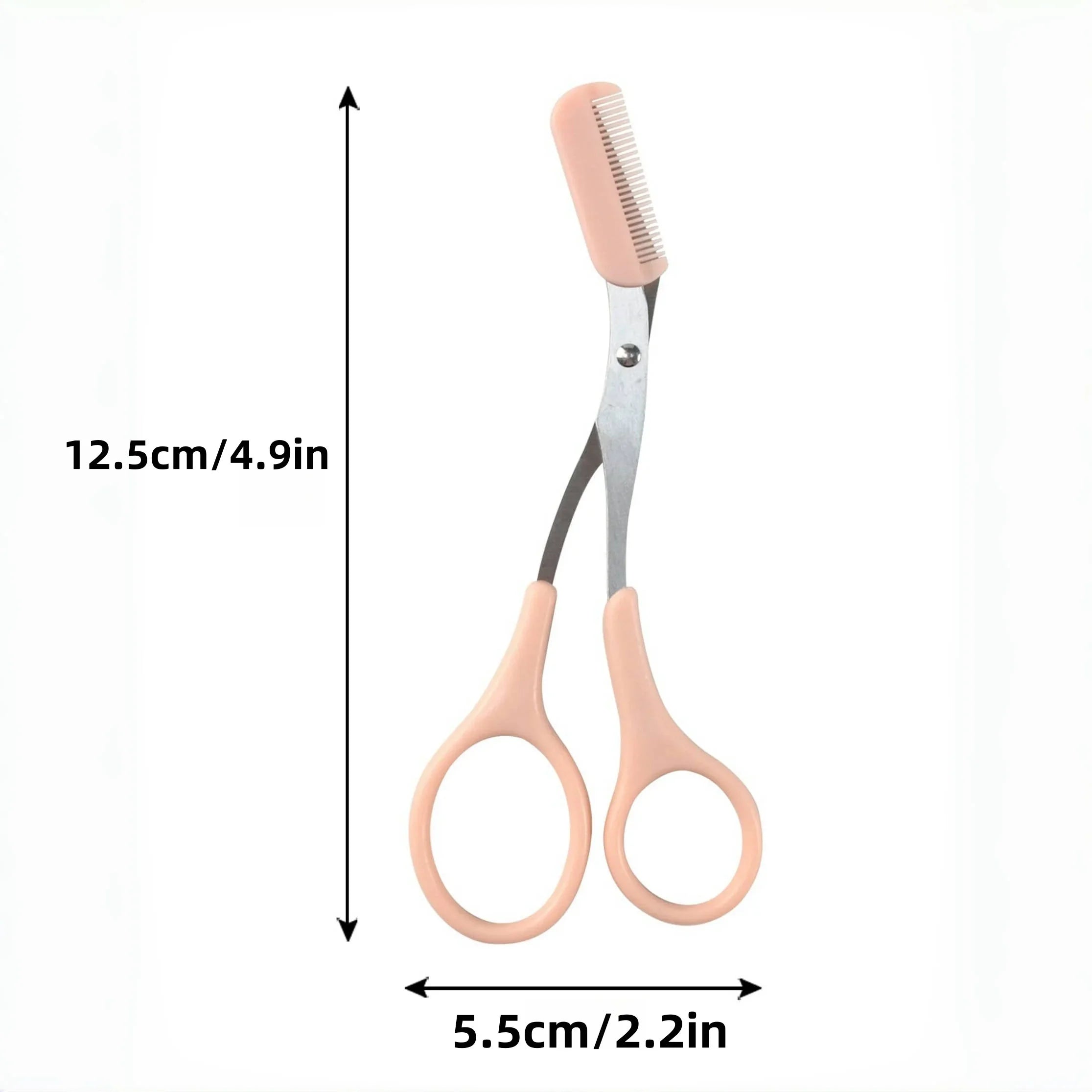 Pink Eyebrow Trimming Scissors Comb