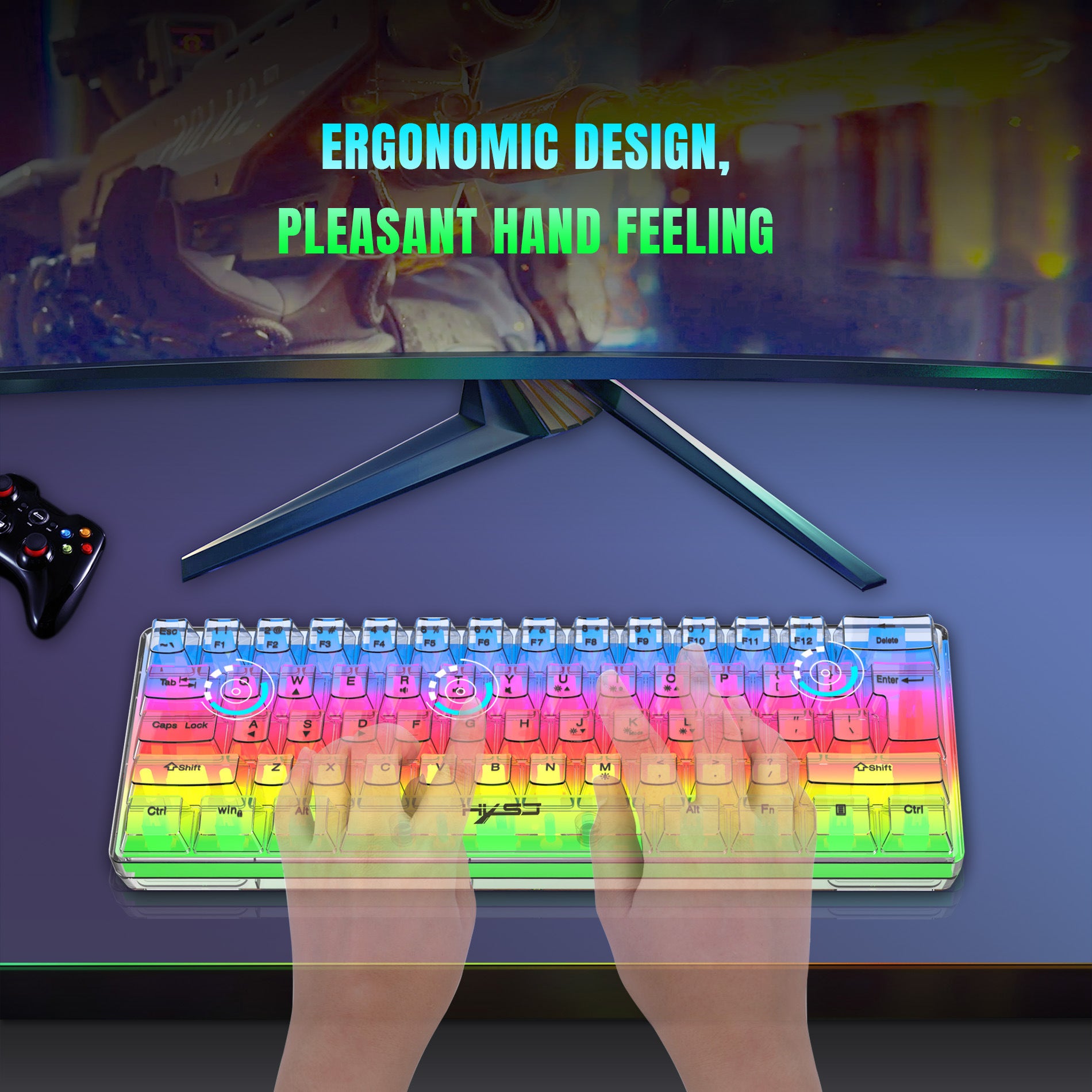 Wired Membrane Keyboard Fully Transparent Gaming Keyboard