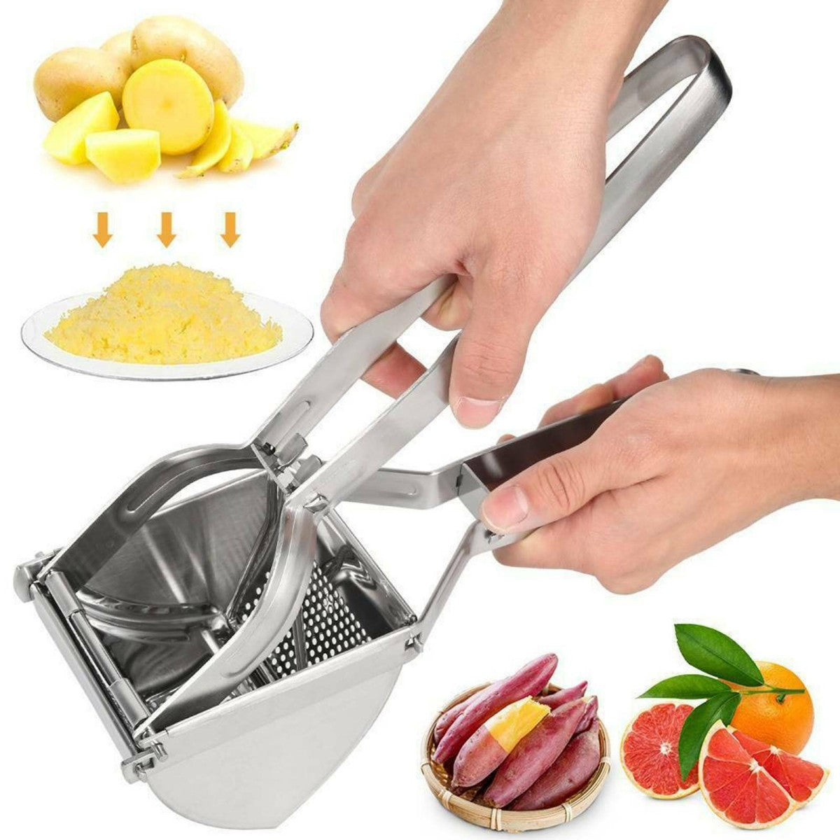 Heavy Duty Steel Potato Ricer Puree Masher Juicer Vegetable Fruit Press Maker UK
