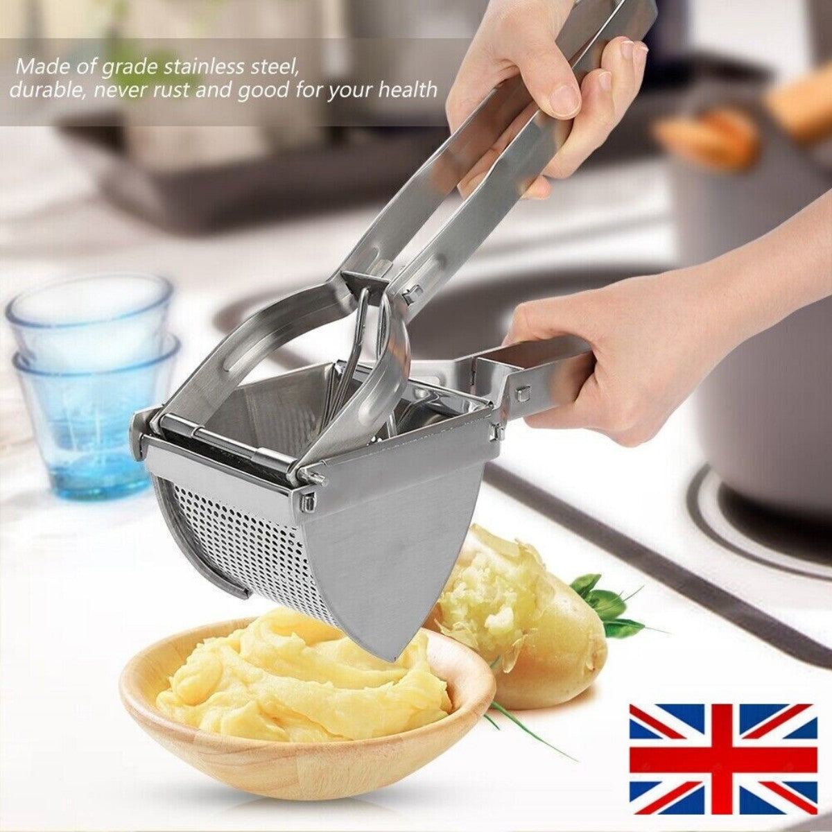 Heavy Duty Steel Potato Ricer Puree Masher Juicer Vegetable Fruit Press Maker UK